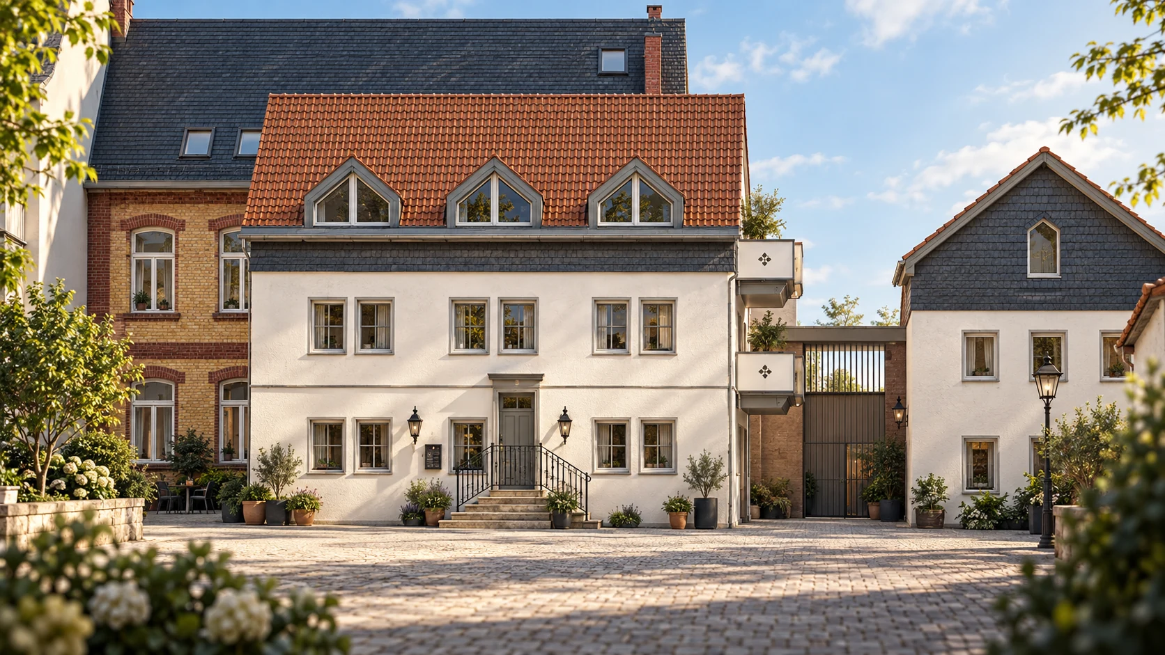 Gestaltungsvorschlag für Scheune und begrünten Hof